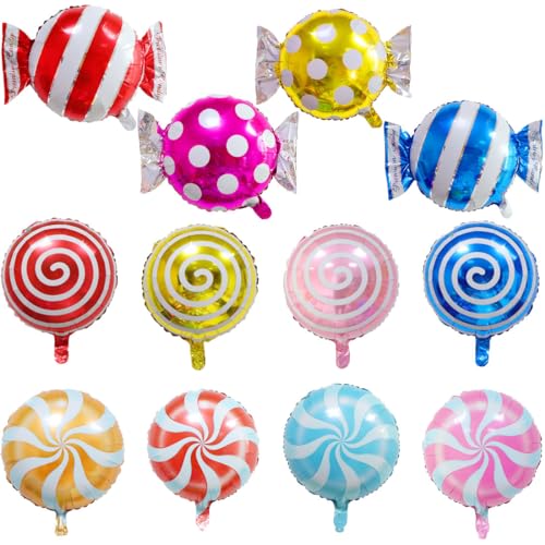 KSIUW 12pcs Luftballons Süßigkeiten - Folienballon Lollipop 18 Zoll, Candy Helium Ballons, Bunte Luftballon Bonbon, für Geburtstag Sommer Party Dekoration Kinder Geschenk von KSIUW