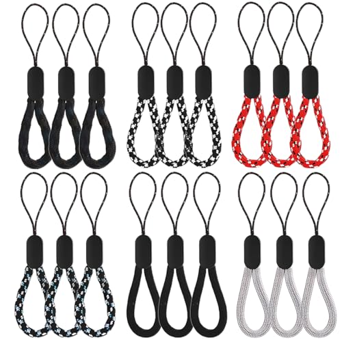 KSIUW 18 Pcs Finger-Lanyard kleines Armband, verstellbares Finger-Handgelenk- und Hals-Lanyard-Nylon-Ring, tragbares Finger-Lanyard-Armband für Mobiltelefone, Kameras, Schlüssel (6 Farben) von KSIUW