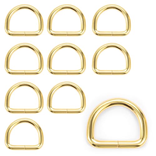 KSIUW Metall D-Ringe - 10 pcs Karabiner Ring, Halbringe Golden D-Ringe, D Ringe Schnalle für Taschen Gürtel Rucksack Gürtelschnallen Handtaschen Bastelzubehör von KSIUW