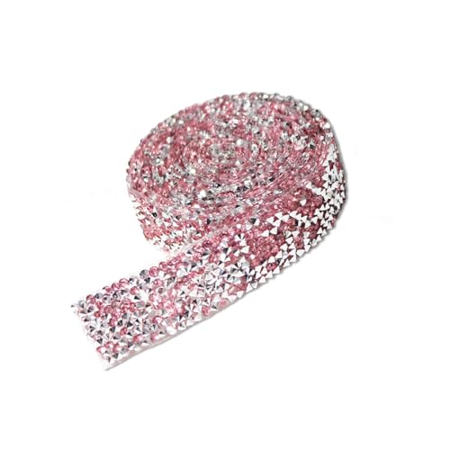 KSIUW Rosa Strass Band - Funkeln Kristall Diamond Wickeln Roll genäht oder Hot Fix, für Prom Kleider Gürtel Applique Haarspange Kragen Dekoration(1 Yard) von KSIUW