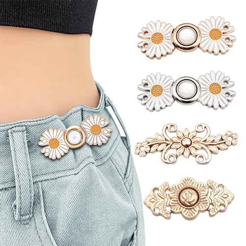 KSJEHW 4 Pcs Verstellbaren Taillenschnallen Knopf Jeans Rock zu groß, Hosen Knopf Spanner Fastener, Perle Kleid Adjuster Taille Blume Schnalle Clip Kleidung DIY Nähen Neue Knöpfe KSJEHW 4 Pcs Verstellbaren Taillenschnallen Knopf Jeans Rock zu groß, Hosen Knopf Spanner Fastener, Perle Kleid Adjuster Taille Blume Schnalle Clip Kleidung DIY Nähen Neue Knöpfe von KSJEHW