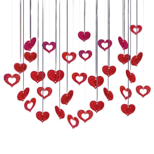 KSJEHW 60 Stücke Herzgirlande Rot Valentinstag Dekoration Glitzer Herzgirlanden Hängend Herzen Banner Herzhänge Girlande für Hochzeit Geburtstag Valentiner Party Home Decken Fenstertür Dekoration(Rot) KSJEHW 60 Stücke Herzgirlande Rot Valentinstag Dekoration Glitzer Herzgirlanden Hängend Herzen Banner Herzhänge Girlande für Hochzeit Geburtstag Valentiner Party Home Decken Fenstertür Dekoration(Rot) von KSJEHW