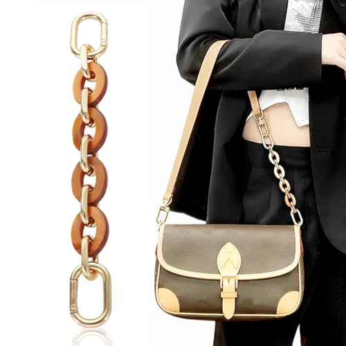 KSJEHW Taschenkette, Handtasche Kettenriemen, Kettenverlängerung, Damen Taschenkette Gold Metall, Verstellbar Kette Trageriemen, Trageriemen Umhängetasche, Verlängerte Kette(17,5 cm, Braun KSJEHW Taschenkette, Handtasche Kettenriemen, Kettenverlängerung, Damen Taschenkette Gold Metall, Verstellbar Kette Trageriemen, Trageriemen Umhängetasche, Verlängerte Kette(17,5 cm, Braun von KSJEHW