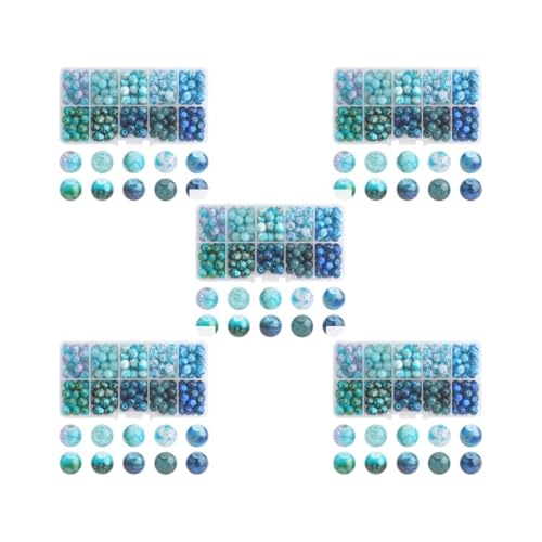 Glasperlen, 8 mm, für Perlen, Halsketten, Armbänder, Heimdekoration, blauer Farbverlauf, 5 Stück Glasperlen, 8 mm, für Perlen, Halsketten, Armbänder, Heimdekoration, blauer Farbverlauf, 5 Stück von KSJOAIDDE