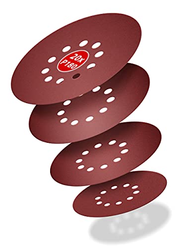KSP-Tec®│20 Stück Schleifscheiben Ø 225mm | Körnung P40,60,80,120,180 | 10 Loch | Schleifpapier Trockenbauschleifer Langhalsschleifer Schleifgiraffe (P60) von KSP-Tec