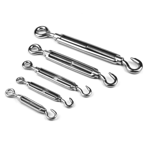 KSeSii 5 x OC 304 Edelstahl hochfeste Haken- und Ösen-Spanner für Segelvorrichtung, Stahlseilspanner (Edelstahl 304, M10) von KSeSii