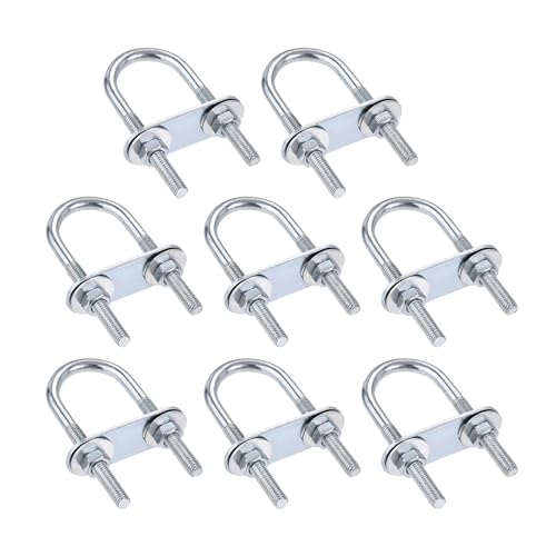 KSeSii 8Sets M6 U-Bolzen Stahl Runde U Rohr Klemmen U Schraube Befestigungen mit Mutter Platte Washer(M6x16mmx46mm) von KSeSii