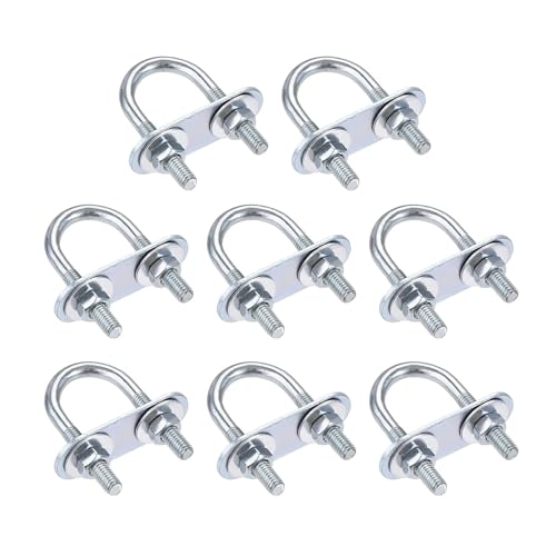 KSeSii 8Sets M6 U-Bolzen Stahl Runde U Rohr Klemmen U Schraube Befestigungen mit Mutter Platte Washer(M6x20mmx50mm) von KSeSii