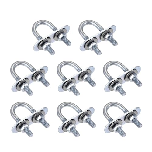 KSeSii 8Sets M6 U-Bolzen Stahl Runde U Rohr Klemmen U Schraube Befestigungen mit Mutter Platte Washer(M6x27mmx53mm) von KSeSii