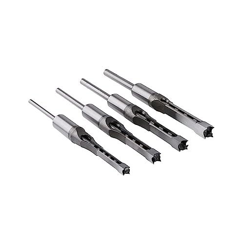 KSeSii HSS-Spiralbits Holzbearbeitung Vierkantlochbohrer Schneckenstemmmeißel Bohrerset Vierkantloch Erweitertes Sägeholzwerkzeugset(4PC(6-8-10-12)) von KSeSii