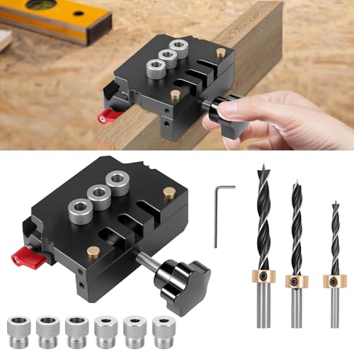 3 in 1 Taschenlochvorrichtung 100 x 120 x 60 mm Ultra Verschleißfestigkeit Korrosionsbeständigkeit 6/8/10 mm Holzdübel Bohrschablone Möbelbau 12-26 mm Bohrschablone Doweling Jig Kit 3-in-1 3 in 1 Taschenlochvorrichtung 100 x 120 x 60 mm Ultra Verschleißfestigkeit Korrosionsbeständigkeit 6/8/10 mm Holzdübel Bohrschablone Möbelbau 12-26 mm Bohrschablone Doweling Jig Kit 3-in-1 von KTCINA