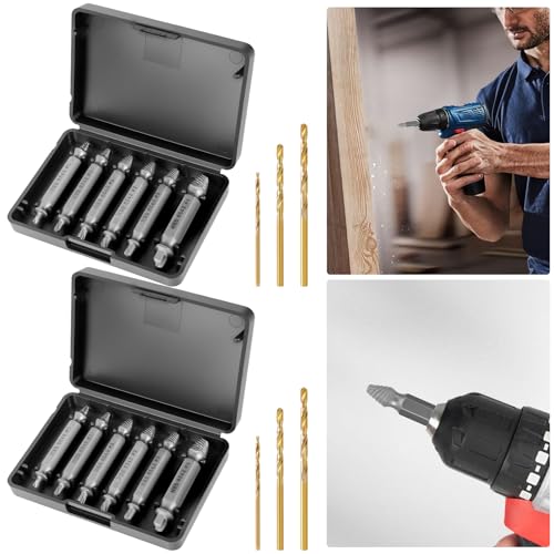 5 Pcs Schraubenausdreher Set mit 3 Spiralbohrer #0/1/2/3/4 Stark Hergestellt aus HSS 6542 Härtegrad HRC 63-65 Linksausdreher Set Schrauben Ausdrehwerkzeug Hergestellt aus HSS (18Pcs) von KTCINA