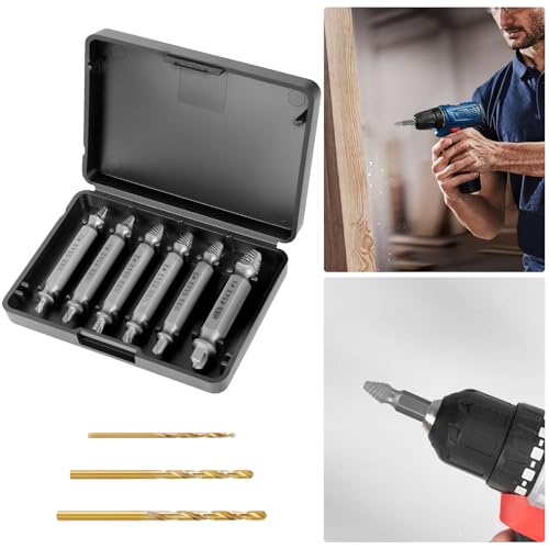 5 Pcs Schraubenausdreher Set mit 3 Spiralbohrer #0/1/2/3/4 Stark Hergestellt aus HSS 6542 Härtegrad HRC 63-65 Linksausdreher Set Schrauben Ausdrehwerkzeug Hergestellt aus HSS (9Pcs) von KTCINA