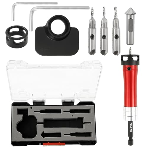 8 tlg Kegelsenker Bohrer Set 2.8/3/3.2/3.5 mm UltraPräzise Bohrungen Bohrsenker Senker Holzbohrer mit Tiefenanschlag Gleichmäßige Bohrungen zu Erzielen Senkbohrer-Satz mit einstellbarem (9) von KTCINA