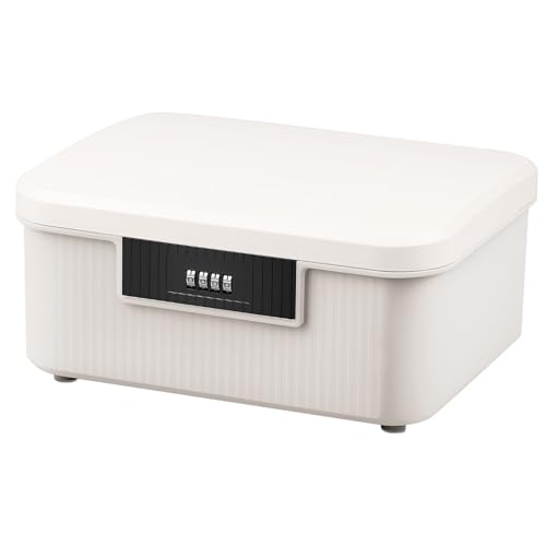 Abschließbare Aufbewahrungsbox 26 x 22 x 12 cm ca. 9 L Abschließbare Box mit 4-stelligem Zahlenschloss Organizer Box mit Verschluss Verschließbare Box Kiste mit Schloss für Home Office Schule (Weiß) Abschließbare Aufbewahrungsbox 26 x 22 x 12 cm ca. 9 L Abschließbare Box mit 4-stelligem Zahlenschloss Organizer Box mit Verschluss Verschließbare Box Kiste mit Schloss für Home Office Schule (Weiß) von KTCINA