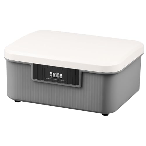 Abschließbare Aufbewahrungsbox 26 x 22 x 12 cm ca. 9 L Abschließbare Box mit 4-stelligem Zahlenschloss Organizer Box mit Verschluss Verschließbare Box Kiste mit Schloss für Home Office Schule (Grau) Abschließbare Aufbewahrungsbox 26 x 22 x 12 cm ca. 9 L Abschließbare Box mit 4-stelligem Zahlenschloss Organizer Box mit Verschluss Verschließbare Box Kiste mit Schloss für Home Office Schule (Grau) von KTCINA