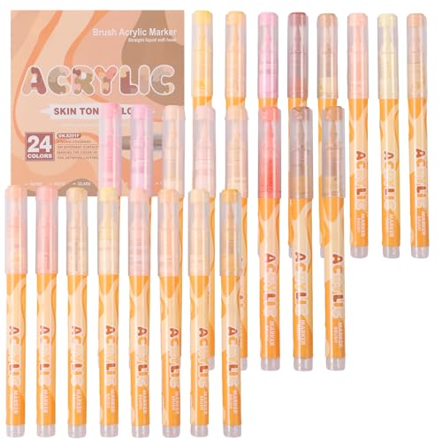 KTCINA 24 lebendige Farbe gerade flüssige Acrylmarkierungen für Papier Holz Fels Glas Vielseitige trockene Acrylfarbenmarkierungen mit weicher Nib für Handwerksgraffiti -Malereien KTCINA 24 lebendige Farbe gerade flüssige Acrylmarkierungen für Papier Holz Fels Glas Vielseitige trockene Acrylfarbenmarkierungen mit weicher Nib für Handwerksgraffiti -Malereien von KTCINA