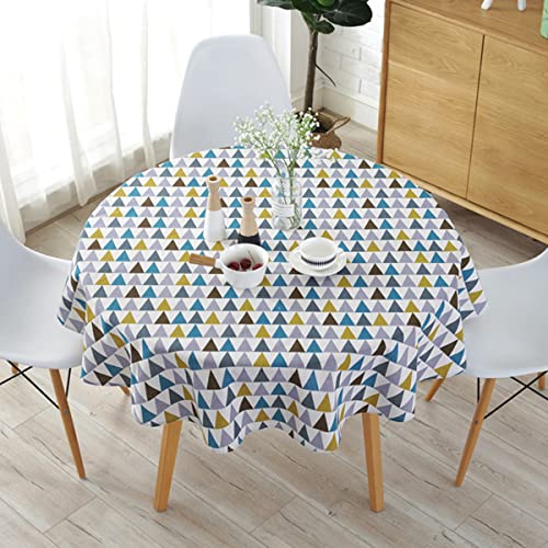 KTCINA Tischdecke, rund, 120 cm, aus Baumwolle und Leinen, Rode Tischdecke, Twill, einfach, nordischer Stil, waschbar, knitterfrei, Dekoration für Küche, Esszimmer, Tisch (bunt, 120 cm) von KTCINA