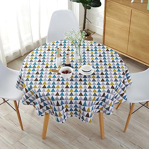 KTCINA Tischdecke, rund, 120 cm, aus Baumwolle und Leinen, Rode Tischdecke, Twill, einfach, nordischer Stil, waschbar, knitterfrei, Dekoration für Küche, Esszimmer, Tisch (bunt, 150 cm), 1000026505 von KTCINA