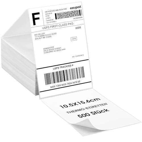 KTRIO Thermoetiketten 4x6 (100 x 150 mm), 500 Stück BPA-freie Versandaufkleber – Kompatibel mit DHL, UPS, DPD, Thermoetiketten Selbstklebende für Pakete, Adressen & Logistik KTRIO Thermoetiketten 4x6 (100 x 150 mm), 500 Stück BPA-freie Versandaufkleber – Kompatibel mit DHL, UPS, DPD, Thermoetiketten Selbstklebende für Pakete, Adressen & Logistik von KTRIO