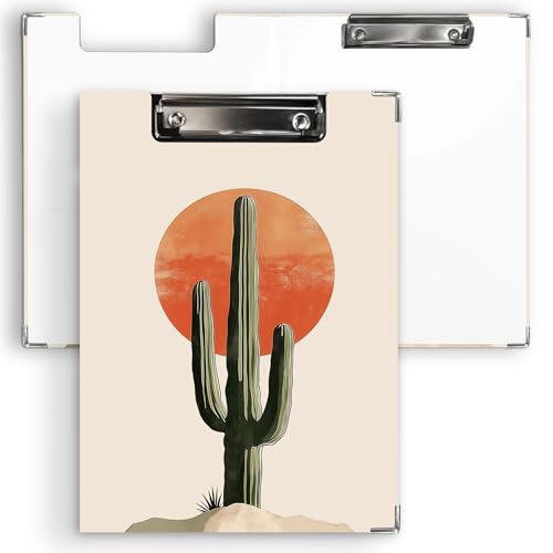 Ku-dayi Western Vintage Kaktus Klemmbrett Padfolio mit Aufbewahrungstasche, westliche Geschenke für Mädchen Frauen, Southwestern Boho Sun Low Profile Klemmbretter für Krankenschwester Schule Büro von KU-DaYi