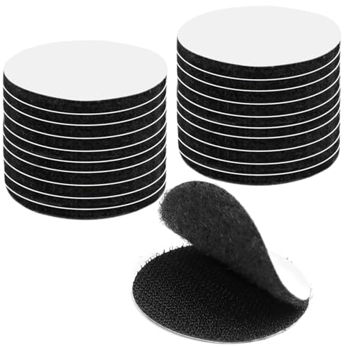 KU Klettband Selbstklebend Extra Stark,20 Stück Klebepads Doppelseitig Klebeband Beidseitig Klett Klebeband Wiederverwendbar Rotundität Tape Selbstklebend 5cm(Schwarz) von KU