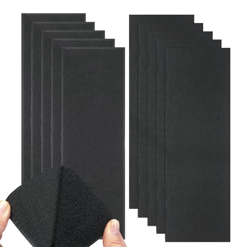 KU Klettband zum Nähen & Klettverschluss zum Nähen – 10 Paar Schwarz Klettband Selbstklebend Extra Stark (10x30cm Klettstreifen) für Textilien, Kleidung, Schuhe von KU
