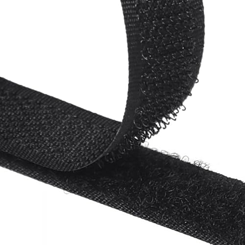 KU Klettband zum Nähen & Klettverschluss zum Nähen – Aufnähen Set Schwarz Klettband Selbstklebend Extra Stark (16mm x 5m Klettstreifen) für Textilien, Kleidung, Schuhe von KU