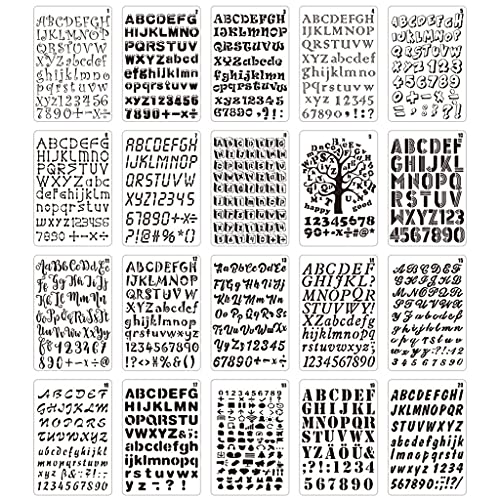 20 Stück Tragbare Buchstaben 0–9 Zahlen Malschablonen Set Zeichenschablonen Kalligraphie Schablone Kalligraphie Schablonen Zum Malen von KUAIYIJU