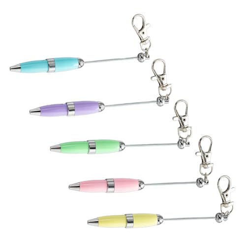 KUAIYIJU Metall-Kugelschreiber mit Schlüsselanhänger, glattes Schreiben, Perlen-Stift, 1,0 mm, Schreibwaren, 5 Stück von KUAIYIJU