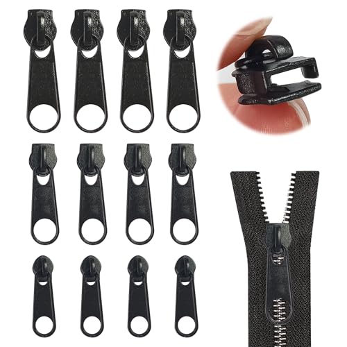 12 Stück Reisverschluss Reparatur Set, Schwarz Fix-reißverschluss Zipper, Abriebfest Reisverschluss-zipper Ersatz, Tragbar Reißverschluss Reparatur Set für Rucksack, Gepäck, Kleidung, Außenzelt 12 Stück Reisverschluss Reparatur Set, Schwarz Fix-reißverschluss Zipper, Abriebfest Reisverschluss-zipper Ersatz, Tragbar Reißverschluss Reparatur Set für Rucksack, Gepäck, Kleidung, Außenzelt von KUAJTUN