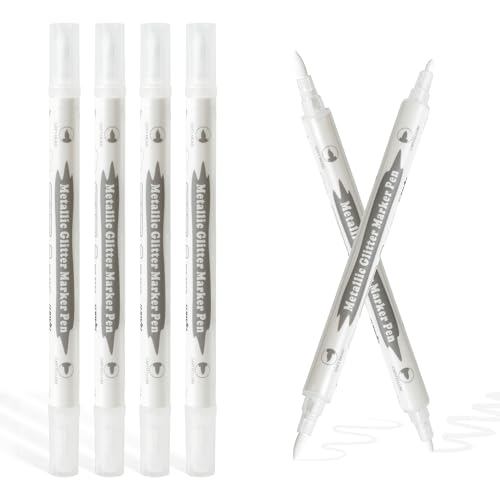 Acrylstifte Weiß, 4er Set Doppelkopf Lackstift, Permanent Marker Schnell Trocknend, Für Stein, Glas, Holz, Stoff – Alternative Zu Posca Stifte, Acrylfarbe Weiß Acrylstifte Weiß, 4er Set Doppelkopf Lackstift, Permanent Marker Schnell Trocknend, Für Stein, Glas, Holz, Stoff – Alternative Zu Posca Stifte, Acrylfarbe Weiß von KUAJTUN