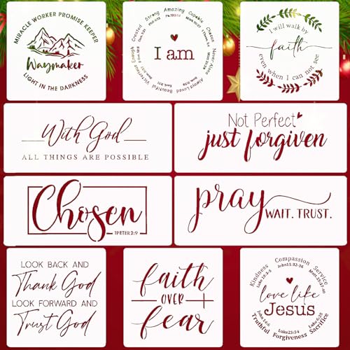 Christliche Schablonen-Set mit Aufschrift "With God All Things are Possible Faith Waymaker", Bibelvers, Schild, motivierende Malschablonen für Zuhause, Büro, Wanddekoration, wiederverwendbare Vorlage, Christliche Schablonen-Set mit Aufschrift "With God All Things are Possible Faith Waymaker", Bibelvers, Schild, motivierende Malschablonen für Zuhause, Büro, Wanddekoration, wiederverwendbare Vorlage, von KUANSHENG