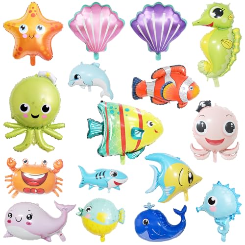 16Pcs unter dem Meer Party Dekorationen, KUAOOAUK große unter dem Meer Ballons, Hai Seestern Seepferdchen Krabbe Folienballons, niedliche Fisch Ballons für Jungen Mädchen Baby Dusche Geburtstag Party 16Pcs unter dem Meer Party Dekorationen, KUAOOAUK große unter dem Meer Ballons, Hai Seestern Seepferdchen Krabbe Folienballons, niedliche Fisch Ballons für Jungen Mädchen Baby Dusche Geburtstag Party von KUAOOAUK