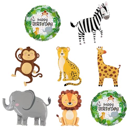 8 Stück Dschungel-Safari-Tier-Ballons, KUAOOAUK Wild ein Geburtstag Dekorationen, Tier Party Ballons, Giraffe Löwe Leopard Elefant Folienballons für Baby-Dusche Dschungel-Thema Party-Dekorationen 8 Stück Dschungel-Safari-Tier-Ballons, KUAOOAUK Wild ein Geburtstag Dekorationen, Tier Party Ballons, Giraffe Löwe Leopard Elefant Folienballons für Baby-Dusche Dschungel-Thema Party-Dekorationen von KUAOOAUK