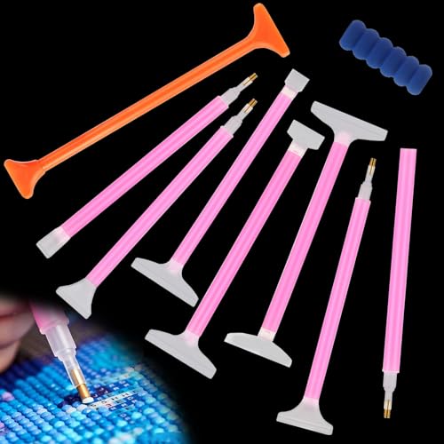 Diamond Painting Stift, 9 Stück 5D Diamond Painting Zubehör Stift Kunststoff Diamantmalerei Stifte, Diamant Painting Stift Set für 5D Diamant-Malerei DIY Stickerei Nagel Art Craft Werkzeuge von KUAOWT