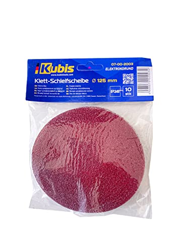 KUBIS® 10 Stück Schleifscheiben Exzenterschleifer Schleifpapier 125mm Klett Schleifscheiben ohne Loch in Rot - Exzenter Rund Papier 125 mm (P36) von KUBIS