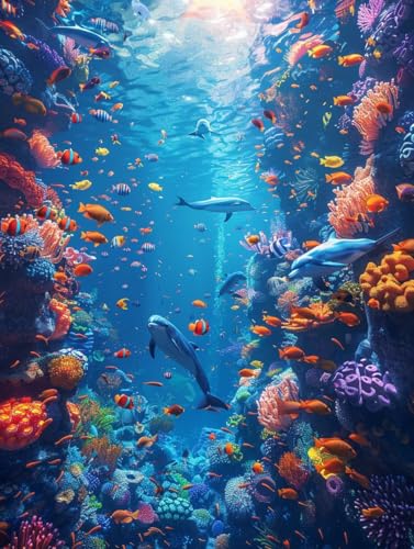5D Diamond Painting Erwachsene Delphin, Unterwasserlebewesen Diamant Painting Bilder, DIY Vollbohrer Diamanten Malerei Stickerei Kreuzstich, Als Geschenke für Frauen, Deko Wohnzimmer 100x135cm J-2308 5D Diamond Painting Erwachsene Delphin, Unterwasserlebewesen Diamant Painting Bilder, DIY Vollbohrer Diamanten Malerei Stickerei Kreuzstich, Als Geschenke für Frauen, Deko Wohnzimmer 100x135cm J-2308 von KUEAJIOU