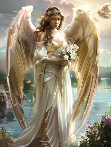 5D Diamond Painting Erwachsene Engel, Blume Diamant Painting Bilder, DIY Vollbohrer Diamanten Malerei Stickerei Kreuzstich, Als Geschenke, Zur Entspannung und Als Deko Wohnzimmer 50x65cm 5-9312 von KUEAJIOU