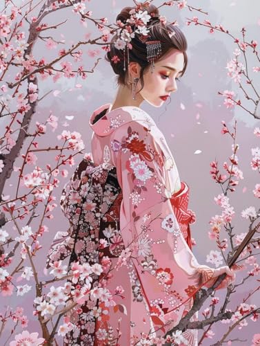 5D Diamond Painting Erwachsene Japan, Frau Diamant Painting Bilder, DIY Vollbohrer Diamanten Malerei Stickerei Kreuzstich, Als Geschenke, Zur Entspannung und Als Deko Wohnzimmer 30x40cm 1-4245 von KUEAJIOU
