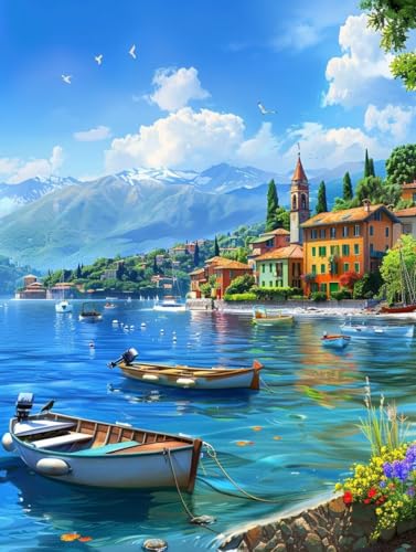 5D Diamond Painting Erwachsene Landschaft, Boot Diamant Painting Bilder, DIY Vollbohrer Diamanten Malerei Stickerei Kreuzstich, Als Geschenke, Zur Entspannung und Als Deko Wohnzimmer 80X110cm U-1822 5D Diamond Painting Erwachsene Landschaft, Boot Diamant Painting Bilder, DIY Vollbohrer Diamanten Malerei Stickerei Kreuzstich, Als Geschenke, Zur Entspannung und Als Deko Wohnzimmer 80X110cm U-1822 von KUEAJIOU
