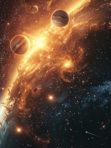 5D Diamond Painting Erwachsene Planet, Sternenhimmel Diamant Painting Bilder, DIY Vollbohrer Diamanten Malerei Stickerei Kreuzstich, Als Geschenke für Frauen und Deko Wohnzimmer 70x95cm 8-6520 von KUEAJIOU