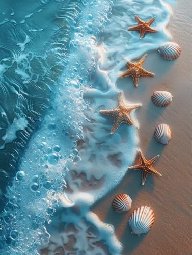 5D Diamond Painting Erwachsene Strand, Seestern Diamant Painting Bilder, DIY Vollbohrer Diamanten Malerei Stickerei Kreuzstich, Als Geschenke, Zur Entspannung und Als Deko Wohnzimmer 40X50cm P-7570 5D Diamond Painting Erwachsene Strand, Seestern Diamant Painting Bilder, DIY Vollbohrer Diamanten Malerei Stickerei Kreuzstich, Als Geschenke, Zur Entspannung und Als Deko Wohnzimmer 40X50cm P-7570 von KUEAJIOU
