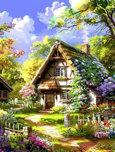 5D Diamond Painting HäUser, Blume Diamond Painting Erwachsene, DIY Vollbohrer Diamanten Malerei Stickerei Kreuzstich Set, Mosaikherstellung Kunst für Deko Wohnzimmer, Geschenke 40X50cm 4-6096 5D Diamond Painting HäUser, Blume Diamond Painting Erwachsene, DIY Vollbohrer Diamanten Malerei Stickerei Kreuzstich Set, Mosaikherstellung Kunst für Deko Wohnzimmer, Geschenke 40X50cm 4-6096 von KUEAJIOU