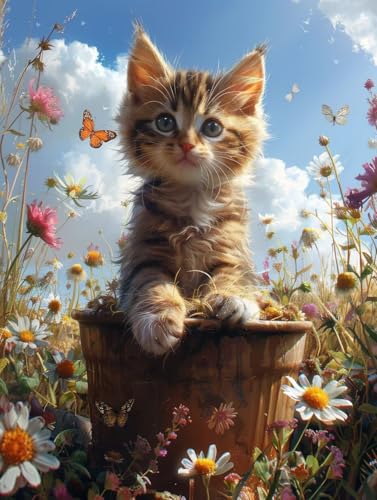 5D Diamond Painting Katze, Blume Diamond Painting Erwachsene, DIY Vollbohrer Diamanten Malerei Stickerei Kreuzstich Set, Mosaikherstellung Kunst für Deko Wohnzimmer, Geschenke 80X110cm 6-3178 5D Diamond Painting Katze, Blume Diamond Painting Erwachsene, DIY Vollbohrer Diamanten Malerei Stickerei Kreuzstich Set, Mosaikherstellung Kunst für Deko Wohnzimmer, Geschenke 80X110cm 6-3178 von KUEAJIOU