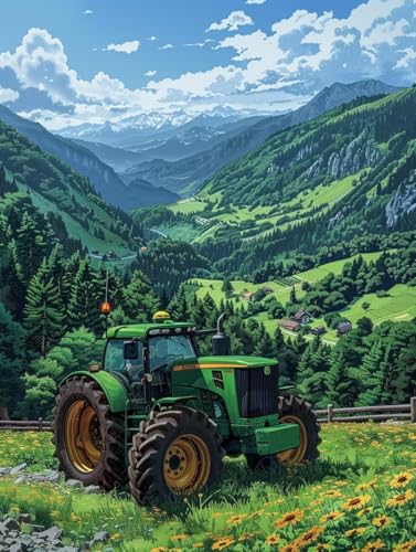 5D Diamond Painting Landschaft, Farm Diamond Painting Erwachsene, DIY Vollbohrer Diamanten Malerei Stickerei Kreuzstich Set, Mosaikherstellung Kunst für Deko Wohnzimmer, Geschenke 40X50cm 0-4872 von KUEAJIOU