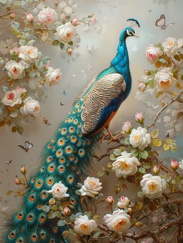 5D Diamond Painting Pfau, Blume Diamond Painting Erwachsene, DIY Vollbohrer Diamanten Malerei Stickerei Kreuzstich Set, Mosaikherstellung Kunst für Deko Wohnzimmer, Geschenke für Frauen 40X50cm 5-7322 5D Diamond Painting Pfau, Blume Diamond Painting Erwachsene, DIY Vollbohrer Diamanten Malerei Stickerei Kreuzstich Set, Mosaikherstellung Kunst für Deko Wohnzimmer, Geschenke für Frauen 40X50cm 5-7322 von KUEAJIOU