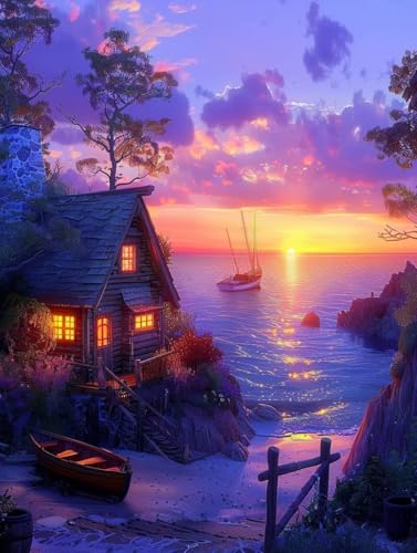 5D Diamond Painting Sonnenuntergang, Landschaft Diamond Painting Erwachsene, DIY Vollbohrer Diamanten Malerei Stickerei Kreuzstich Set, Mosaikherstellung Kunst für Deko Wohnzimmer 80X110cm 3-5276 5D Diamond Painting Sonnenuntergang, Landschaft Diamond Painting Erwachsene, DIY Vollbohrer Diamanten Malerei Stickerei Kreuzstich Set, Mosaikherstellung Kunst für Deko Wohnzimmer 80X110cm 3-5276 von KUEAJIOU