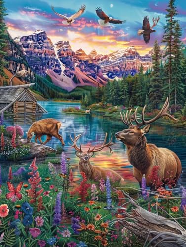 5D Diamond Painting Tier, Landschaft Diamond Painting Erwachsene, DIY Vollbohrer Diamanten Malerei Stickerei Kreuzstich Set, Mosaikherstellung Kunst für Deko Wohnzimmer, Geschenke 30x40cm T-8373 5D Diamond Painting Tier, Landschaft Diamond Painting Erwachsene, DIY Vollbohrer Diamanten Malerei Stickerei Kreuzstich Set, Mosaikherstellung Kunst für Deko Wohnzimmer, Geschenke 30x40cm T-8373 von KUEAJIOU