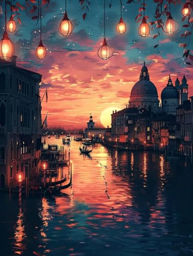 5D Diamond Painting Venedig, Landschaft Diamond Painting Erwachsene, DIY Vollbohrer Diamanten Malerei Stickerei Kreuzstich Set, Mosaikherstellung Kunst für Deko Wohnzimmer, Geschenke 50x65cm E-5865 5D Diamond Painting Venedig, Landschaft Diamond Painting Erwachsene, DIY Vollbohrer Diamanten Malerei Stickerei Kreuzstich Set, Mosaikherstellung Kunst für Deko Wohnzimmer, Geschenke 50x65cm E-5865 von KUEAJIOU